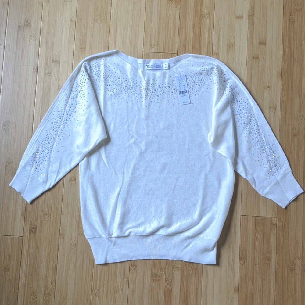 New York & Co XS Off White Sparkle Sweater